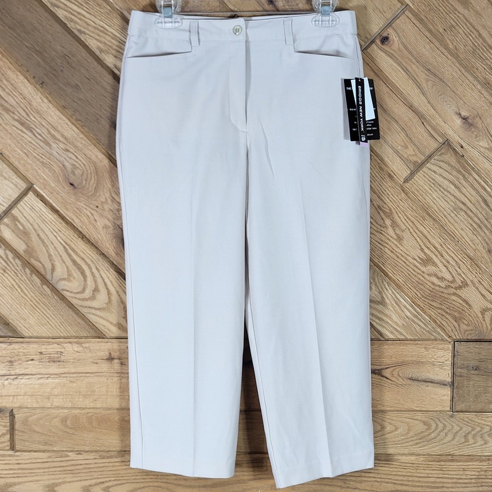 Briggs New York Slimming Pants Women Size 6P Beige NEW Dress Trousers Petite